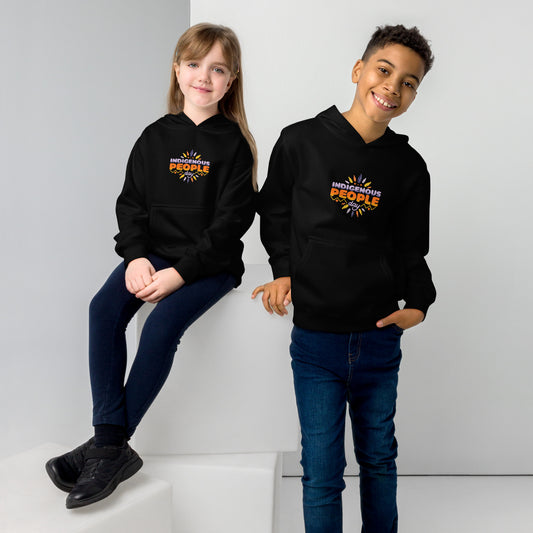 Black hoddie worn by a male and female child models